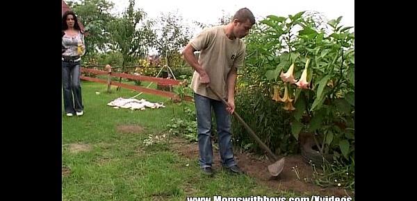  Young Gardener Garden Fuck With Brunette Mature